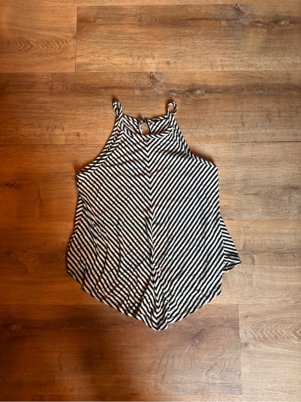 Black & White Striped Halter Tank Top